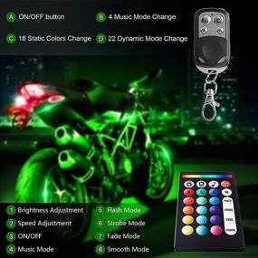 img 1 attached to Upgrade Your Ride with Chipcolor 12 Pcs Motorcycle LED Light Kit - APP Control, RGB Motorcycle LED Lights in 16 Million Colors, Dual Remote for Brake Light, Music Mode, IP65 Waterproof, Power Switch