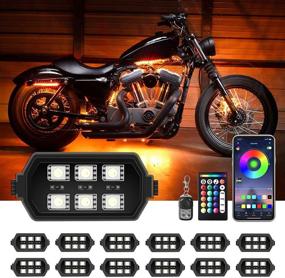 img 4 attached to Upgrade Your Ride with Chipcolor 12 Pcs Motorcycle LED Light Kit - APP Control, RGB Motorcycle LED Lights in 16 Million Colors, Dual Remote for Brake Light, Music Mode, IP65 Waterproof, Power Switch