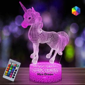 img 4 attached to 🦄 3D ночная лампа с единорогом для детей, подарок с изменяемыми цветами и пультом управления - идеальный день рожденья для девочек