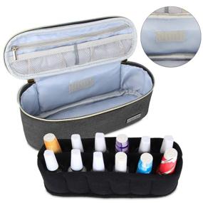 img 2 attached to 💅 Luxja 12-Bottle Nail Polish Organizer in Black - Perfect Case for Polish & Small Tools (15ml - 0.5 fl.oz)!