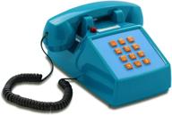 📞 pushmefon cable: vintage-inspired landline telephone with push-button dial and classic metal bell ringer (light blue) logo