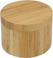 🍚 8.5oz round bamboo salt box - magnetic swivel lid for secure seasoning & herb storage and organization by htb logo