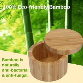 img 2 attached to 🍚 8.5oz Round Bamboo Salt Box - Magnetic Swivel Lid for Secure Seasoning & Herb Storage and Organization by HTB