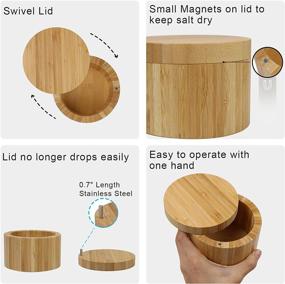 img 1 attached to 🍚 8.5oz Round Bamboo Salt Box - Magnetic Swivel Lid for Secure Seasoning & Herb Storage and Organization by HTB