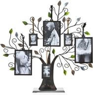 🌳 philip whitney 20" bronze family tree of life display stand - holds 6 pictures - unique centerpiece decor with green leaves logo