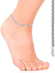 img 3 attached to Stylish and Elegant Ritastephens 14K White Gold Braided Anklet Ankle Bracelet - 10 Inches