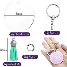 img 3 attached to 🔑 DIY Keychain Crafting Kit: 144 PCS Acrylic Blanks, Tassels, Rings, and Jump Rings for Vinyl Crafts