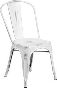 img 3 attached to 🪑 High-Quality Distressed White Metal Indoor-Outdoor Stackable Chair by Flash Furniture - Commercial Grade