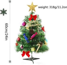 img 3 attached to 🌲 CDBZ 23.6"/60 cm Tabletop Xmas Tree: Artificial Mini Pine Tree with LED Lights & Ornaments - Festive Home or Office Christmas Decoration