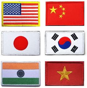 img 4 attached to 🌍 Antrix National Flag Tactical Patch Set: 6 Pack American, China, Japan, South Korea, India, Vietnam Military Embroidered Hook and Loop Border Patches