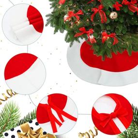 img 2 attached to 🎄 Complete Christmas Tree Decoration Set: 15 Inch Mini Small Christmas Tree Skirt, 3 Tree Toppers, 10 Colored Pottery Ornaments, Star Treetop, Red and White Plush Tree Skirt - Perfect for Xmas Tree, Fireplace, and Home Decor