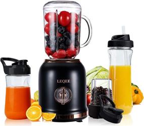 img 4 attached to 🍹 Blender with 6 Sharp Blades for Shakes & Smoothies - 3 Adjustable Speeds - Kitchen Tool for Blending & Grinding - BPA-Free, Includes 3 Travel Cups & 27oz Mason Cup