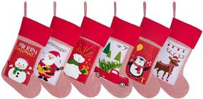 img 2 attached to 🎁 GEX 2021 Christmas Stockings 6 Pack: Large Thick Lining, Rustic Embroidered Pattern, Fireplace Tree Decorations for Xmas Holiday Party Season Decor (Set of 6)