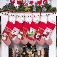 🎁 gex 2021 christmas stockings 6 pack: large thick lining, rustic embroidered pattern, fireplace tree decorations for xmas holiday party season decor (set of 6) logo
