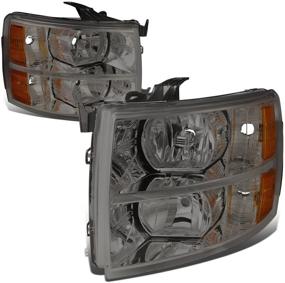 img 4 attached to DNA Motoring HL-OH-CSIL07-SM-AM Smoke Lens Amber Headlights Replacement For 07-13 Silverado