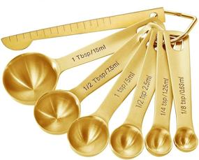 img 2 attached to Premium Gold Measuring Spoons Set - Heavy Duty 18/8 Stainless Steel - Includes: 1/8 tsp, 1/4 tsp, 1 tsp, 1/2 tbsp, 1 tbsp - Ideal for Dry and Liquid Ingredients - By Homestia