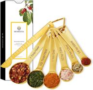 premium gold measuring spoons set - heavy duty 18/8 stainless steel - includes: 1/8 tsp, 1/4 tsp, 1 tsp, 1/2 tbsp, 1 tbsp - ideal for dry and liquid ingredients - by homestia logo