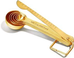 img 3 attached to Premium Gold Measuring Spoons Set - Heavy Duty 18/8 Stainless Steel - Includes: 1/8 tsp, 1/4 tsp, 1 tsp, 1/2 tbsp, 1 tbsp - Ideal for Dry and Liquid Ingredients - By Homestia