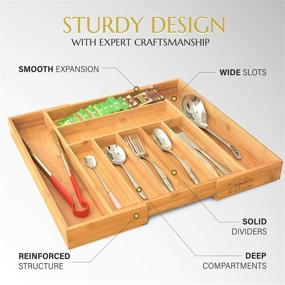 img 3 attached to Organize Your Cutlery and Utensils with the Signature Living Bamboo 🍴 Expandable Drawer Organizer - Premium Bamboo Drawer Dividers for Easy Storage (7-9 slots)