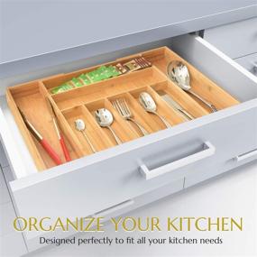 img 2 attached to Organize Your Cutlery and Utensils with the Signature Living Bamboo 🍴 Expandable Drawer Organizer - Premium Bamboo Drawer Dividers for Easy Storage (7-9 slots)