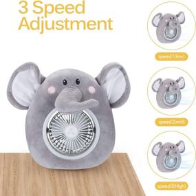 img 3 attached to 🐘 QTDLXFA Elephant Cover Personal Fan - USB Rechargeable Desk Table Cooling Fan, Small & Portable, Quiet 3 Speeds 45°Adjustable Head - Ideal for Home Office Car Outdoor Travel Kids (Grey)