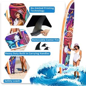 img 3 attached to 🏼 Complete FAYEAN Inflatable Stand Up Paddle Board Set with Pump, Paddle, Backpack, Coil Leash,Fin and Universal Waterproof Case