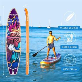 img 1 attached to 🏼 Complete FAYEAN Inflatable Stand Up Paddle Board Set with Pump, Paddle, Backpack, Coil Leash,Fin and Universal Waterproof Case