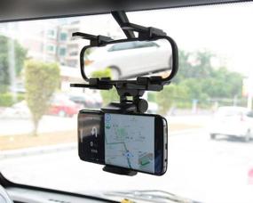 img 3 attached to Incart Car Mount Holder: 360° Rearview Mirror Mount Bracket for iPhone 7/6/6s Plus, Samsung Galaxy S7/S7 Edge, GPS/PDA/MP3/MP4 Devices (Black)
