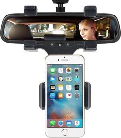 img 4 attached to Incart Car Mount Holder: 360° Rearview Mirror Mount Bracket for iPhone 7/6/6s Plus, Samsung Galaxy S7/S7 Edge, GPS/PDA/MP3/MP4 Devices (Black)