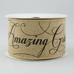 img 4 attached to 🎀 Stunning 2.5" Wide Expressions Natural Canvas Amazing Grace Wired Ribbon in Beige & Black (10 Yards)