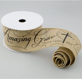 img 3 attached to 🎀 Stunning 2.5" Wide Expressions Natural Canvas Amazing Grace Wired Ribbon in Beige & Black (10 Yards)