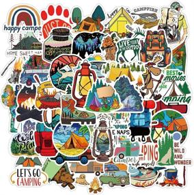 img 4 attached to 🏕️ 300 Waterproof Outdoor Adventure Hiking Camping Stickers - Travel Western Wildlife Lake Cabana Sticker Set - Nature Traveling Hunting Decals for Backpacks and Water Bottles