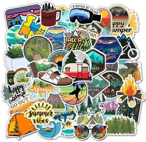 img 2 attached to 🏕️ 300 Waterproof Outdoor Adventure Hiking Camping Stickers - Travel Western Wildlife Lake Cabana Sticker Set - Nature Traveling Hunting Decals for Backpacks and Water Bottles