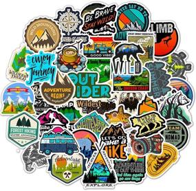 img 1 attached to 🏕️ 300 Waterproof Outdoor Adventure Hiking Camping Stickers - Travel Western Wildlife Lake Cabana Sticker Set - Nature Traveling Hunting Decals for Backpacks and Water Bottles