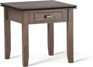 🪑 simplihome artisan solid wood square contemporary end side table with storage, 1 drawer - 21 inch wide, natural aged brown - ideal for living room and bedroom logo