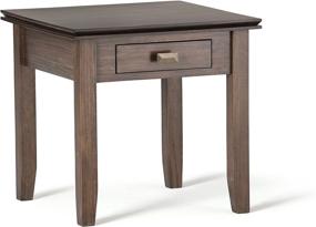 img 2 attached to 🪑 SimpliHome Artisan Solid Wood Square Contemporary End Side Table with Storage, 1 Drawer - 21 inch Wide, Natural Aged Brown - Ideal for Living Room and Bedroom