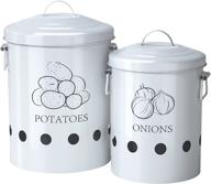 🥔 g.a homefavor antique cream vintage potato onion canisters: 2-pack kitchen storage jars with aerating tin storage holes & metal lid логотип