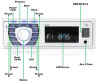 🔊 pyle plrmr23btw - marine bluetooth receiver stereo: white 12v single din boat in-dash system with lcd, rca, mp3, usb, sd, am fm radio - includes remote control and wiring harness logo