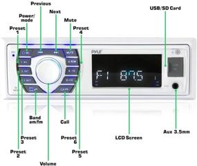 img 4 attached to 🔊 Pyle PLRMR23BTW - Marine Bluetooth Receiver Stereo: White 12v Single DIN Boat In-Dash System with LCD, RCA, MP3, USB, SD, AM FM Radio - Includes Remote Control and Wiring Harness