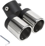 🚗 stainless steel universal car exhaust muffler pipe end tip - 60mm round mouth double-tube tail pipe with curved design logo