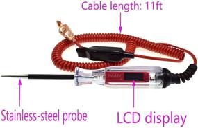 img 1 attached to ⚡ TOPEMAI 3-48V Digital LCD Display Circuit Tester: Heavy-Duty Coil Cord, Low Voltage & Automotive Test Light with Stainless Probe - 132 Inch Spring Wire