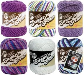 img 4 attached to 🧶 6-Pack Variety Assortment of Lily Sugar'n Cream Yarn: 100% Cotton Solids and Ombres, Medium Weight Worsted Bundle with Four Square Dishcloth Pattern