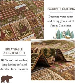img 1 attached to 🏞️ Rustic Cabin Quilt Set - Lodge Bedspread Queen/Full Size | Patchwork Wildlife Moose, Deer, Bear | Stitched Coverlet Bedding Set | Brown All Season Quilted Cover | 90"x90