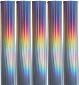 img 4 attached to 🌈 Holographic Laser Permanent Adhesive Craft Vinyl Bundle - 5 Sheets of HOHOFILM, 8"x12", with Transfer Tape for Cutting Plotter