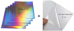 img 3 attached to 🌈 Holographic Laser Permanent Adhesive Craft Vinyl Bundle - 5 Sheets of HOHOFILM, 8"x12", with Transfer Tape for Cutting Plotter