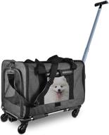 🐾 portable pet travel carrier for small animals, dogs, and cats with removable wheels logo