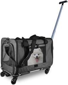 img 4 attached to 🐾 Portable Pet Travel Carrier for Small Animals, Dogs, and Cats with Removable Wheels