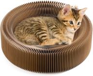 rainbow color cat scratcher cardboard: collapsible lounge bed with cat toys, durable scratching board, professional pad & catnip toy included logo