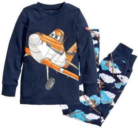 img 4 attached to 🛩️ Cute and Comfy Aircraft Boys Long Pajamas Set: High-quality 2 Piece Kids 100% Cotton Clothes