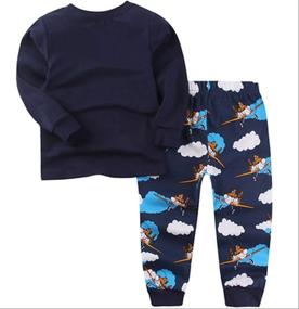 img 2 attached to 🛩️ Cute and Comfy Aircraft Boys Long Pajamas Set: High-quality 2 Piece Kids 100% Cotton Clothes